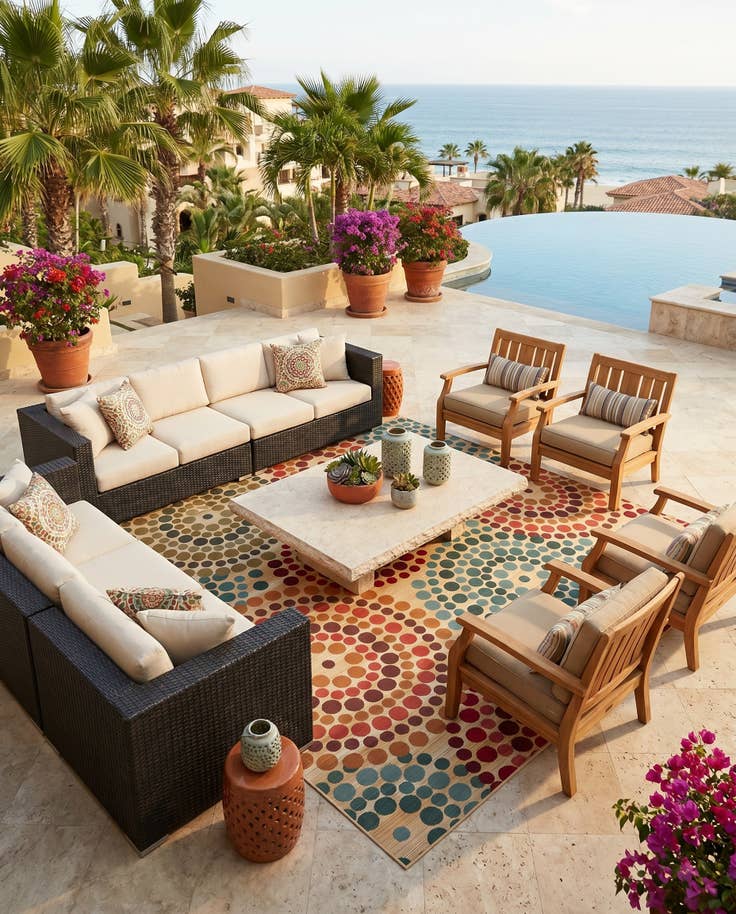 Detail image of 10' x 10' Easy-Clean Modern Indoor / Outdoor Square Rug