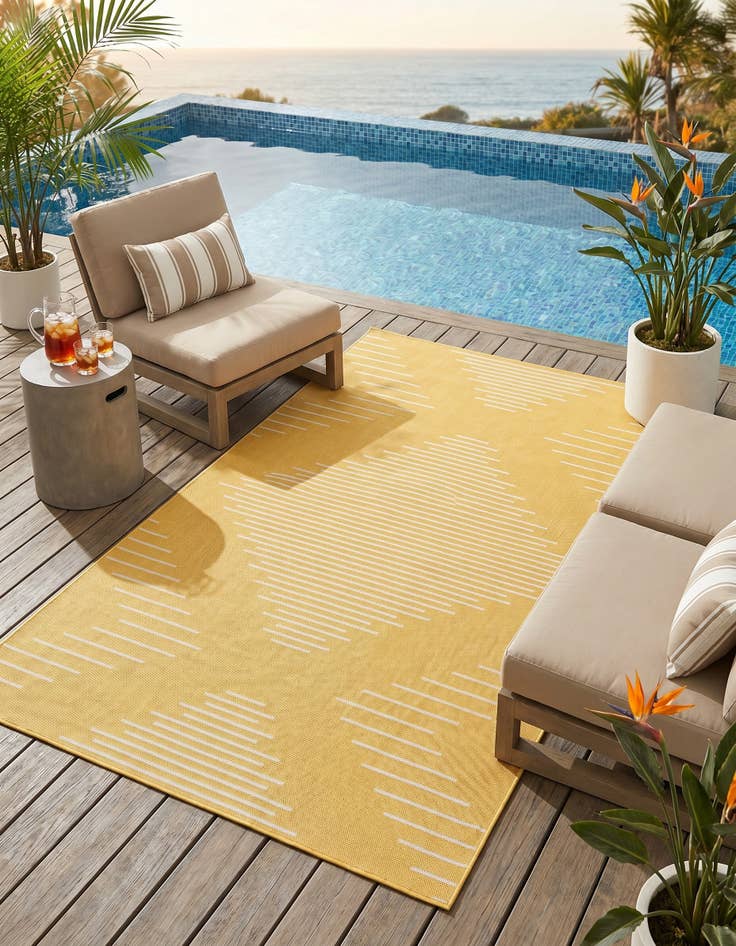 Detail image of 5' 3 x 8' Easy-Clean Modern Indoor / Outdoor Rug