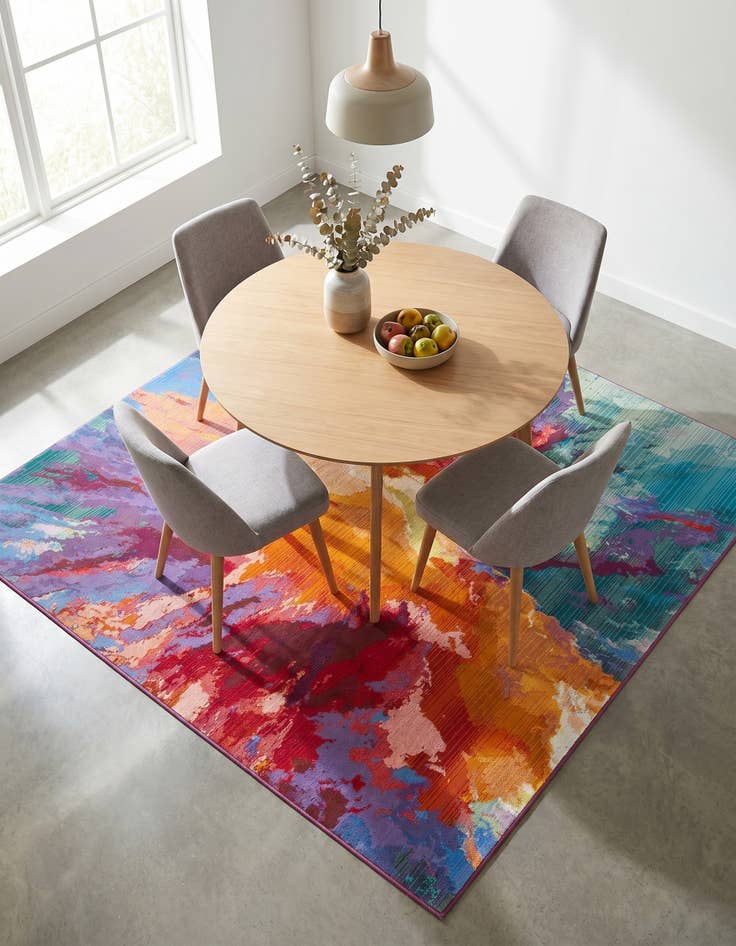 Detail image of 6' x 6' Easy-Clean Modern Indoor / Outdoor Square Rug