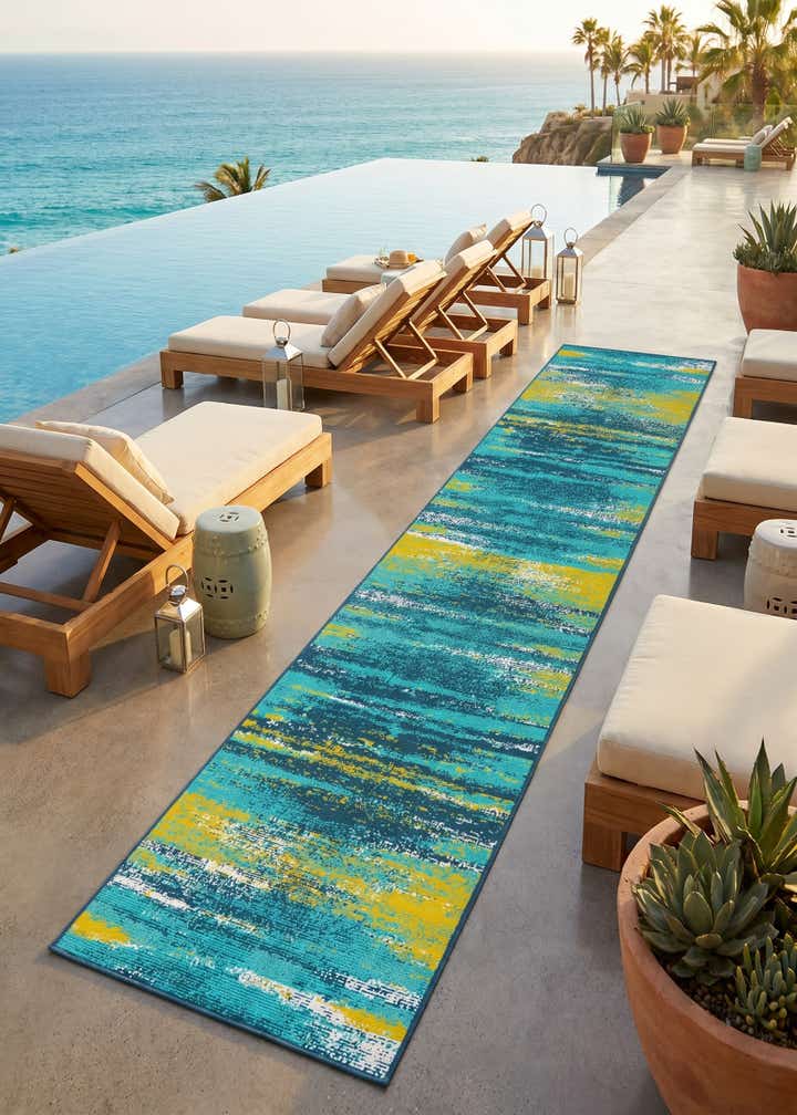 2' 7 x 12' Easy-Clean Coastal Indoor / Outdoor Runner Rug