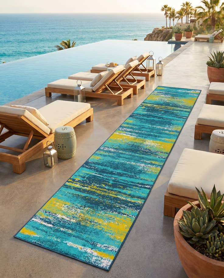 Detail image of 2' 7 x 12' Easy-Clean Coastal Indoor / Outdoor Runner Rug