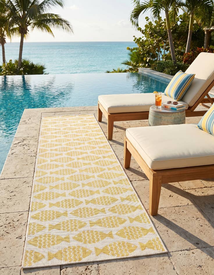 Detail image of 2' 7 x 12' Easy-Clean Coastal Indoor / Outdoor Runner Rug