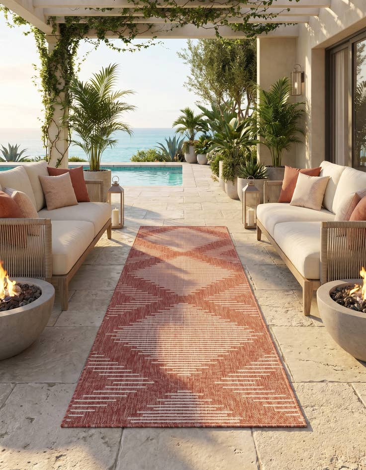 Detail image of 2' x 8' Easy-Clean Modern Indoor / Outdoor Runner Rug