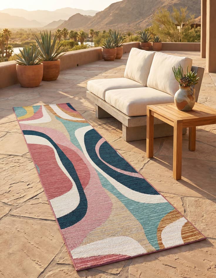 Detail image of 2' x 8' Easy-Clean Modern Indoor / Outdoor Runner Rug
