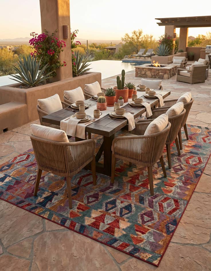 Detail image of 10' x 13' Easy-Clean Modern Indoor / Outdoor Rug