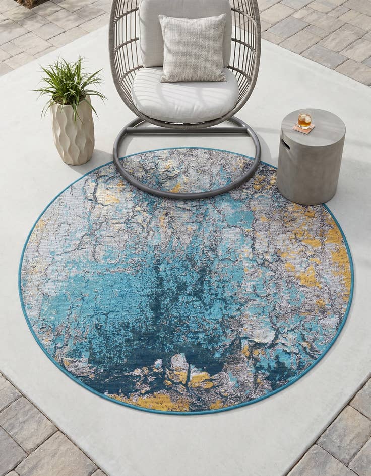 Detail image of 4' x 4' Easy-Clean Modern Indoor / Outdoor Round Rug