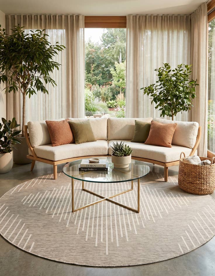 Detail image of 10' x 10' Easy-Clean Modern Indoor / Outdoor Round Rug