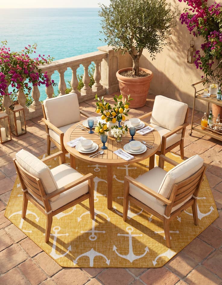 Detail image of 7' 10 x 7' 10 Easy-Clean Coastal Indoor / Outdoor Octagon Rug