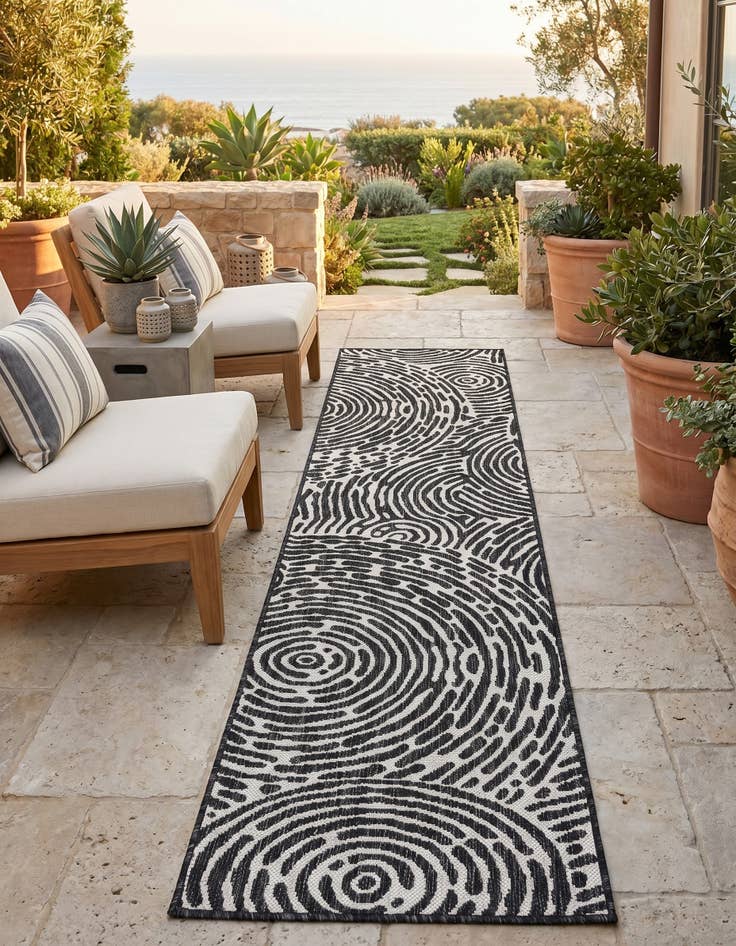 Detail image of 2' x 8' Easy-Clean Modern Indoor / Outdoor Runner Rug