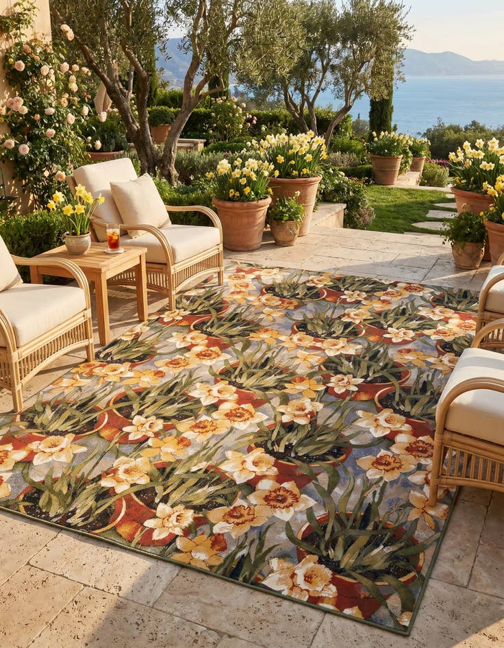 Detail image of 10' x 14' 2 Easy-Clean Botanical Indoor / Outdoor Rug