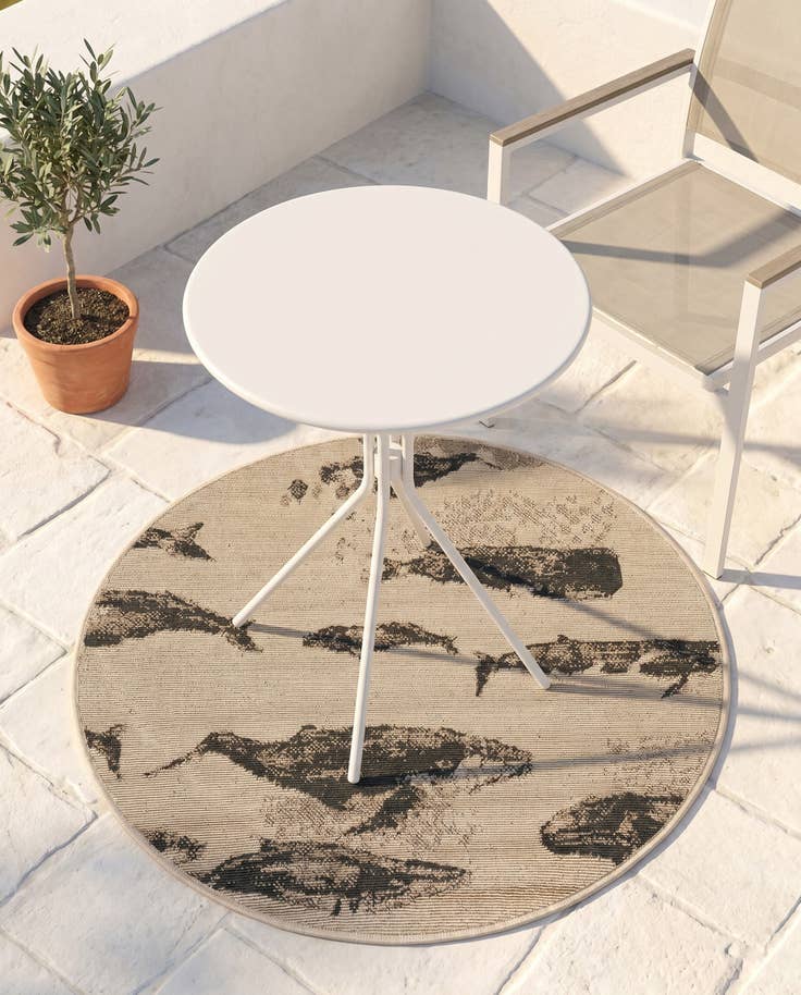 Detail image of 3' x 3' Easy-Clean Coastal Indoor / Outdoor Round Rug