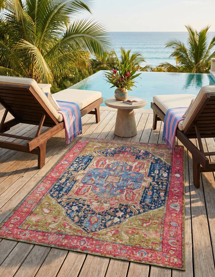 Detail image of 3' 3 x 5' 3 Easy-Clean Traditional Indoor / Outdoor Rug