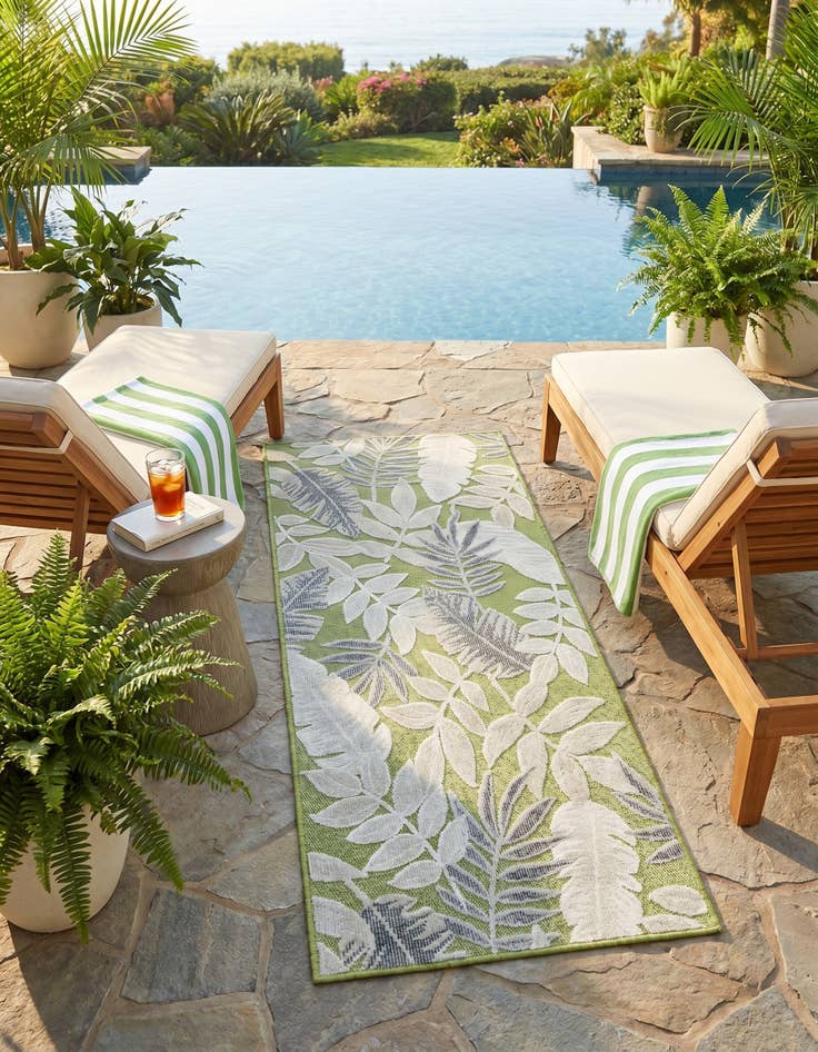 Detail image of 2' 2 x 5' 3 Easy-Clean Botanical Indoor / Outdoor Runner Rug