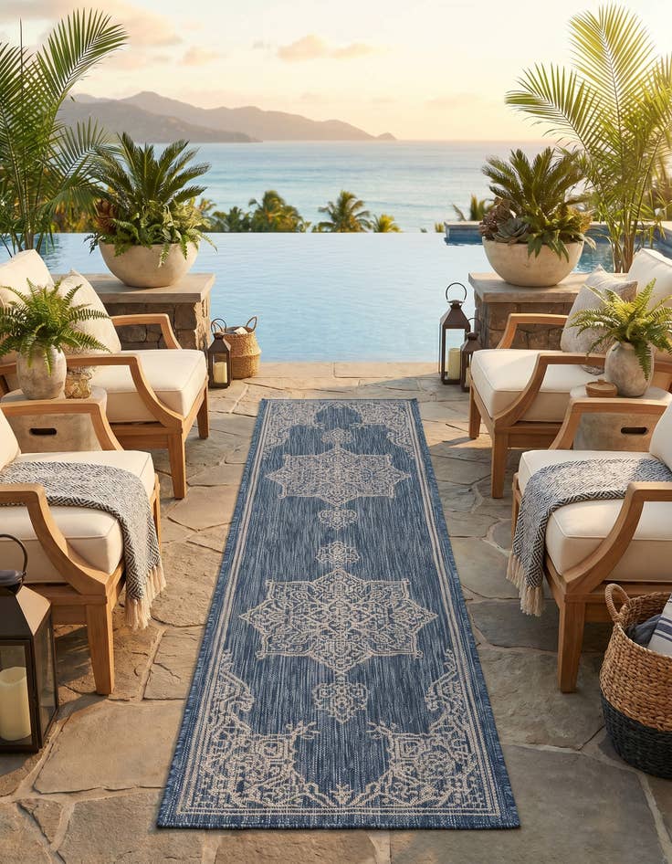 Detail image of 2' x 8' Easy-Clean Traditional Indoor / Outdoor Runner Rug