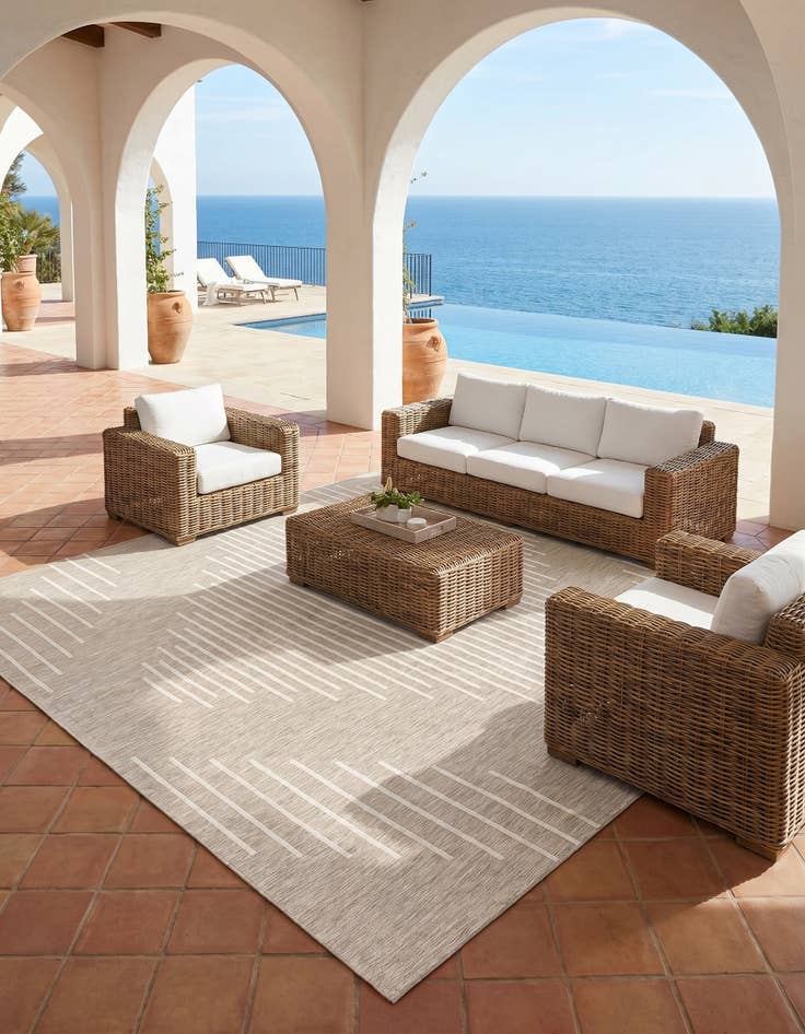 Detail image of 13' x 13' Easy-Clean Modern Indoor / Outdoor Square Rug