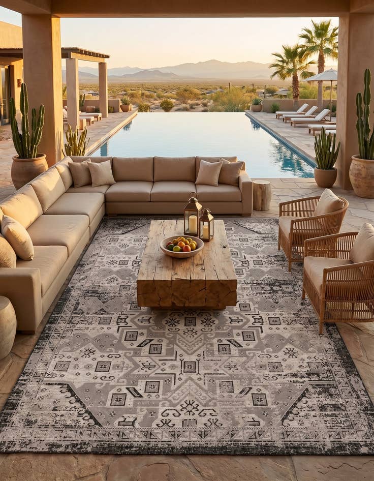 Detail image of 10' x 14' Easy-Clean Aztec Indoor / Outdoor Rug
