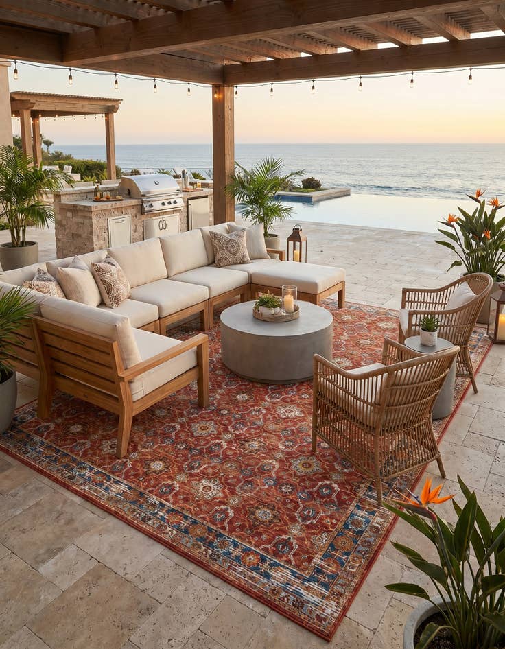 Detail image of 10' x 14' Easy-Clean Traditional Indoor / Outdoor Rug