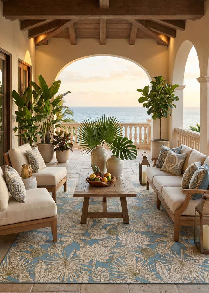 10' x 14' 2 Easy-Clean Botanical Indoor / Outdoor Rug