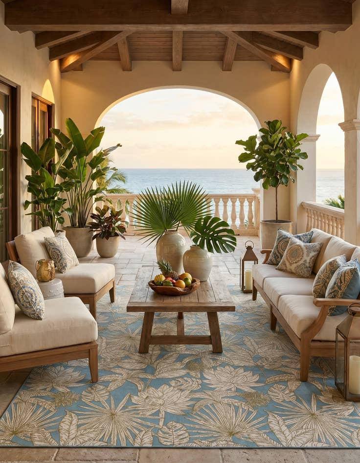 Detail image of 10' x 14' 2 Easy-Clean Botanical Indoor / Outdoor Rug
