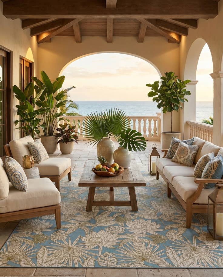 Detail image of 10' x 14' 2 Easy-Clean Botanical Indoor / Outdoor Rug