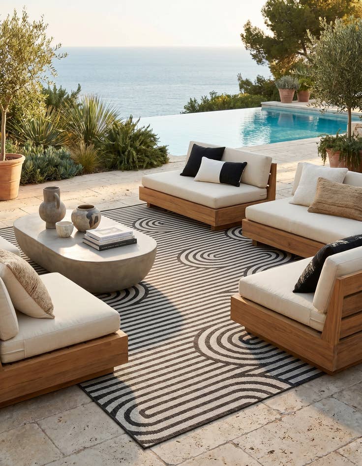 Detail image of 9' x 12' Easy-Clean Modern Indoor / Outdoor Rug