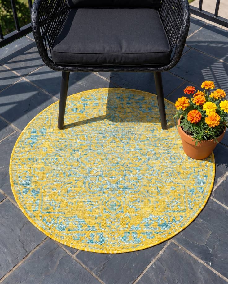 Detail image of 3' x 3' Easy-Clean Jill Zarin Dubai Indoor / Outdoor Round Rug