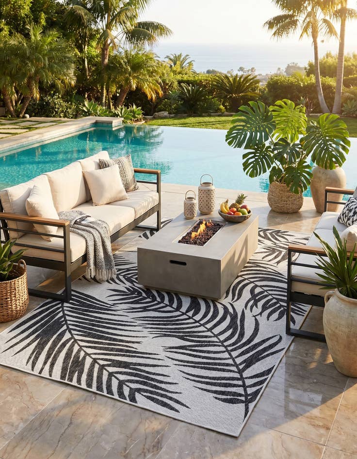 Detail image of 6' x 9' Easy-Clean Botanical Indoor / Outdoor Rug