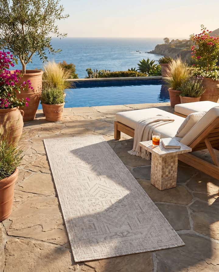 2' x 6' Easy-Clean Aztec Indoor / Outdoor Runner Rug