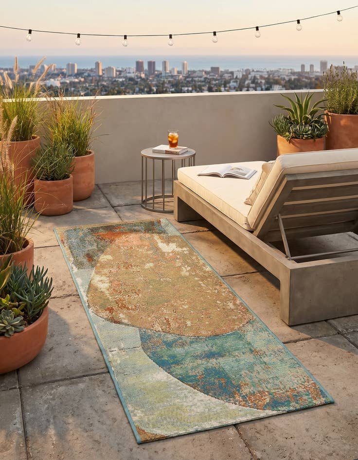 Detail image of 2' x 5' 1 Easy-Clean Modern Indoor / Outdoor Runner Rug