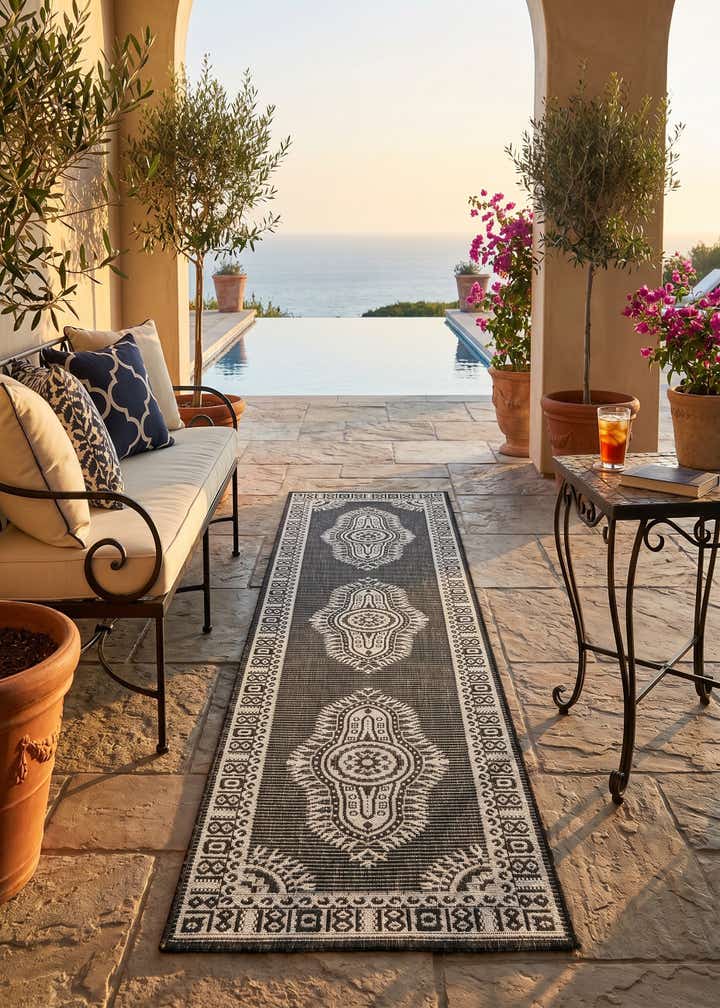 2' x 8' Easy-Clean Traditional Indoor / Outdoor Runner Rug