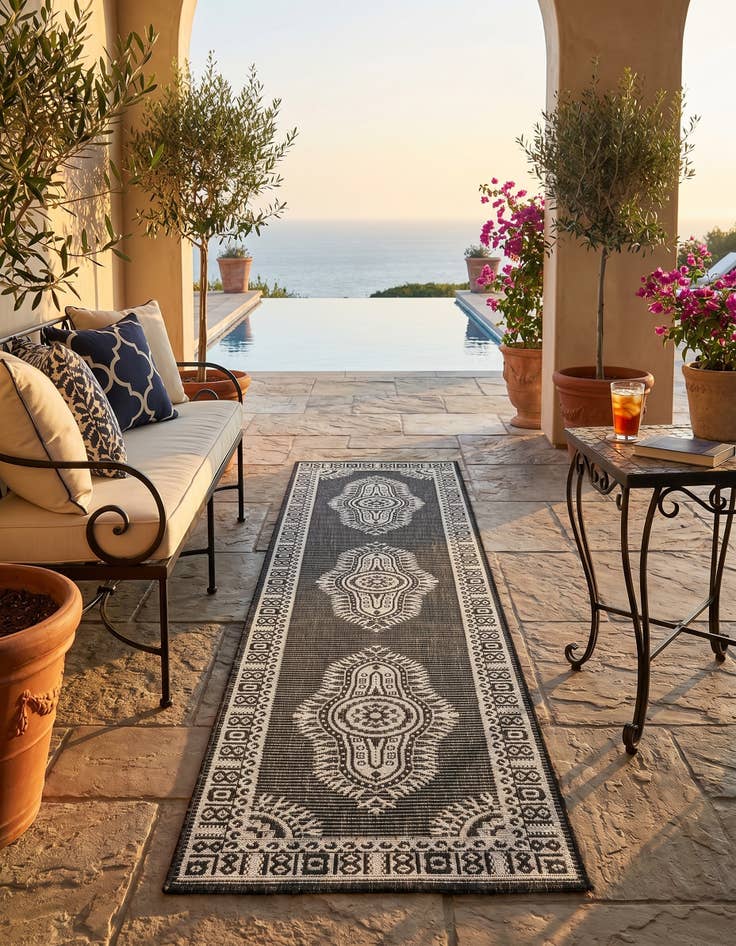 Detail image of 2' x 8' Easy-Clean Traditional Indoor / Outdoor Runner Rug