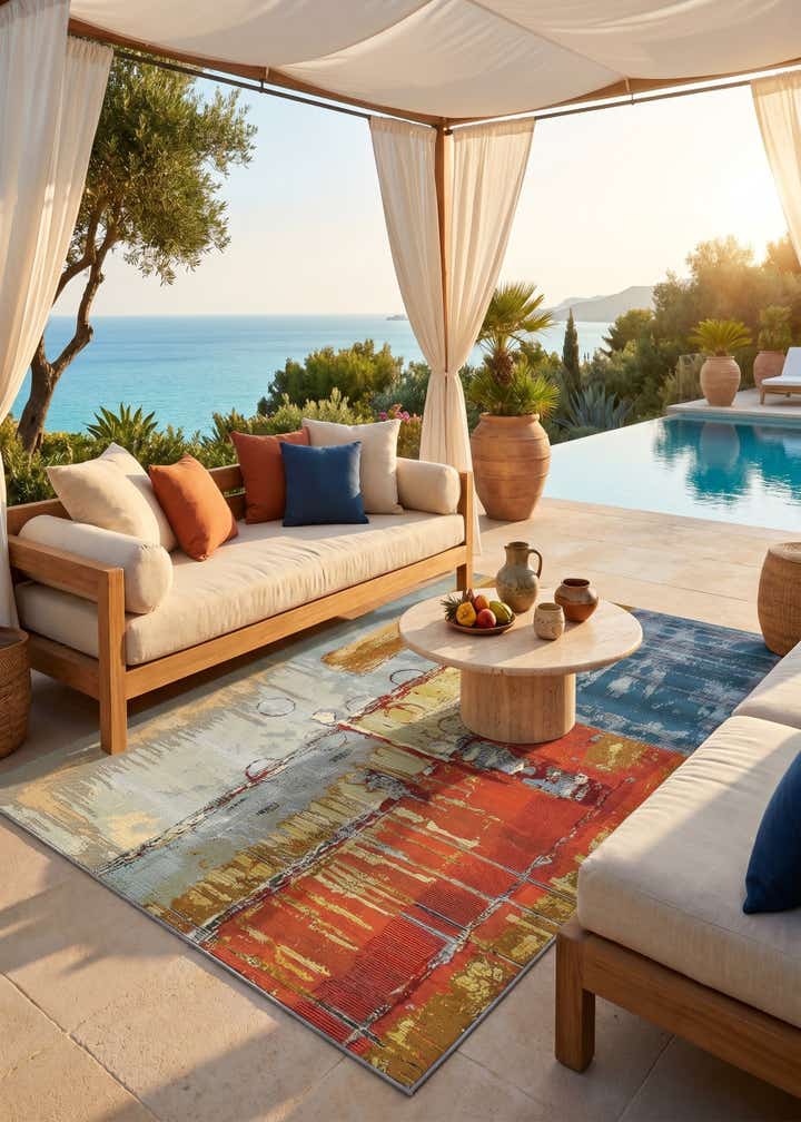 5' 3 x 8' Easy-Clean Modern Indoor / Outdoor Rug