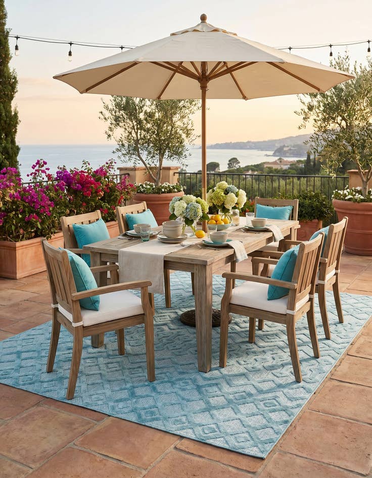 Detail image of 6' x 9' Easy-Clean Trellis Textured Indoor / Outdoor Rug