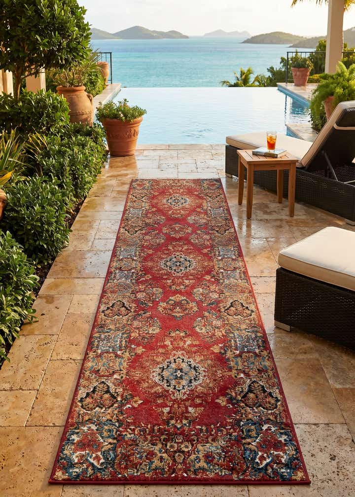 2' 7 x 10' Easy-Clean Traditional Indoor / Outdoor Runner Rug