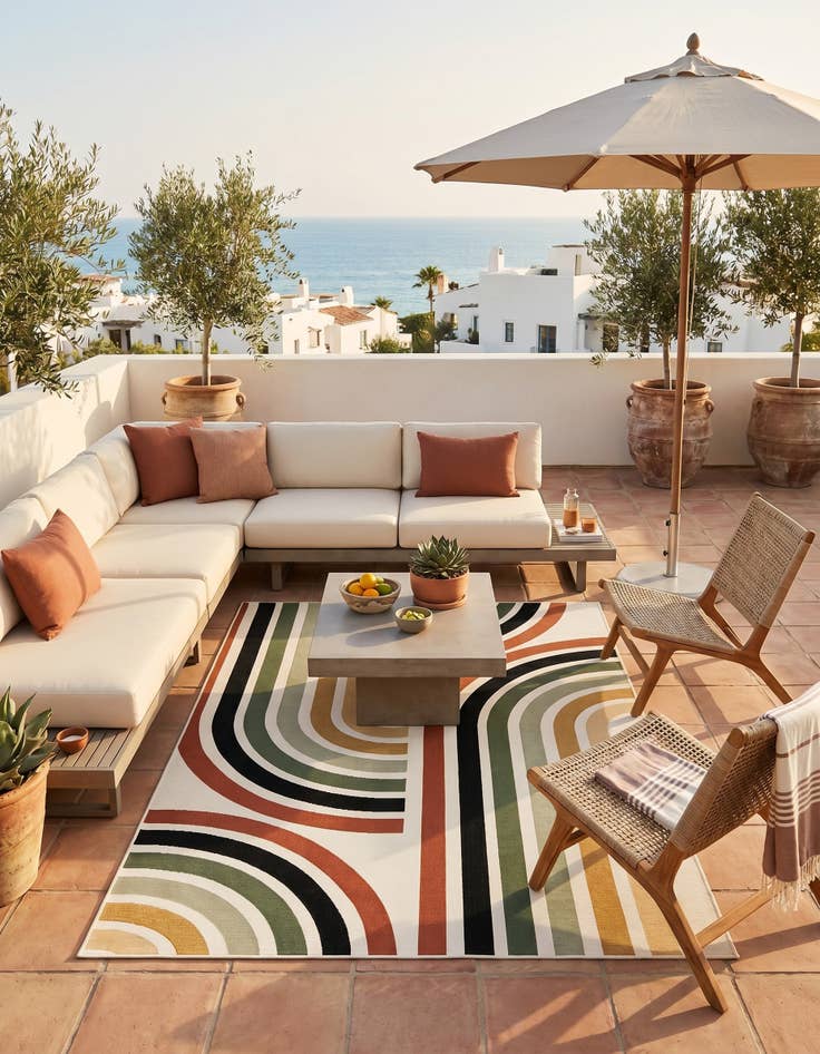 Detail image of 5' x 8' Easy-Clean Modern Indoor / Outdoor Rug