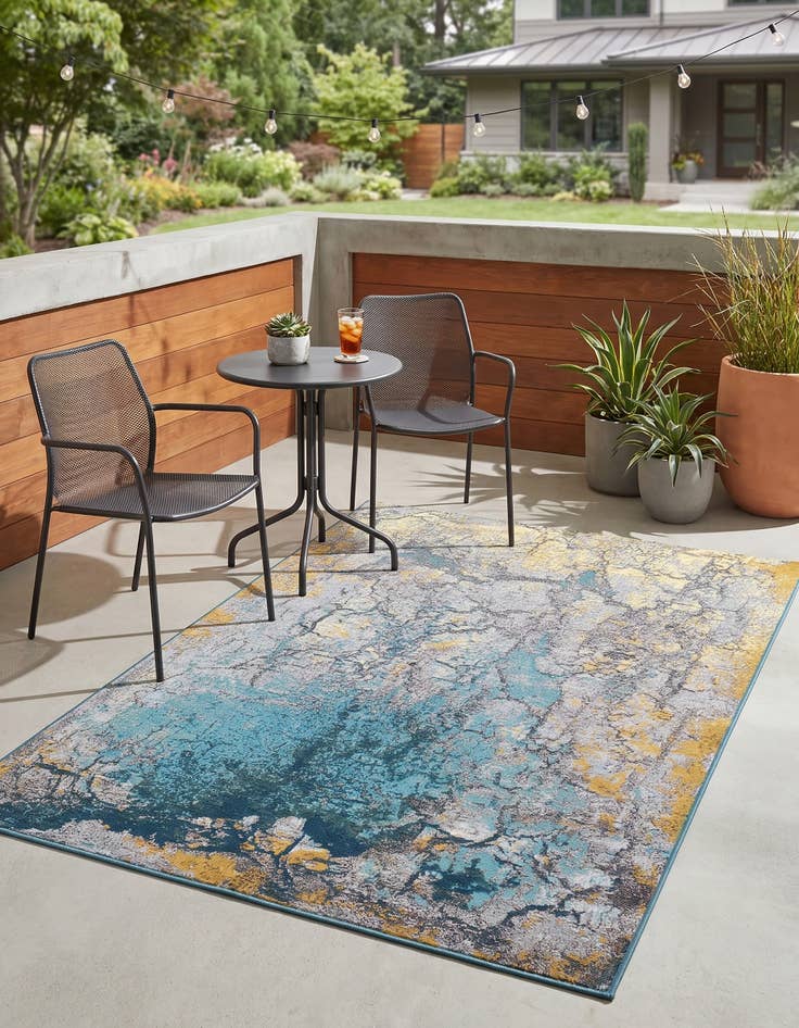 Detail image of 4' x 6' Easy-Clean Modern Indoor / Outdoor Rug