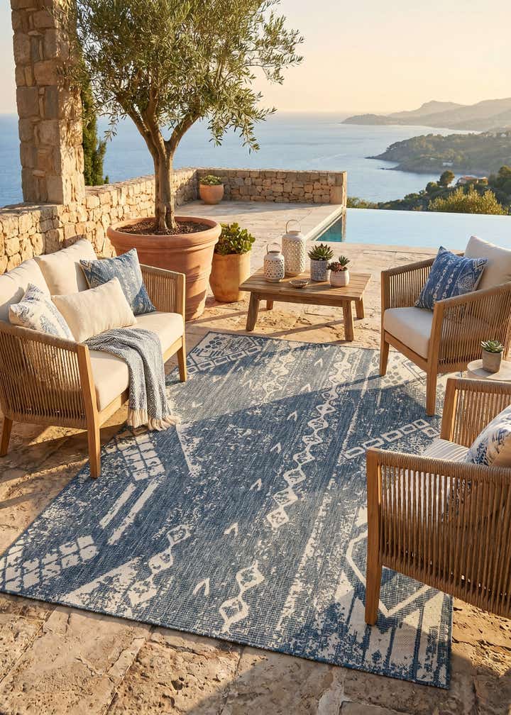 6' x 9' Easy-Clean Bohemian Indoor / Outdoor Rug