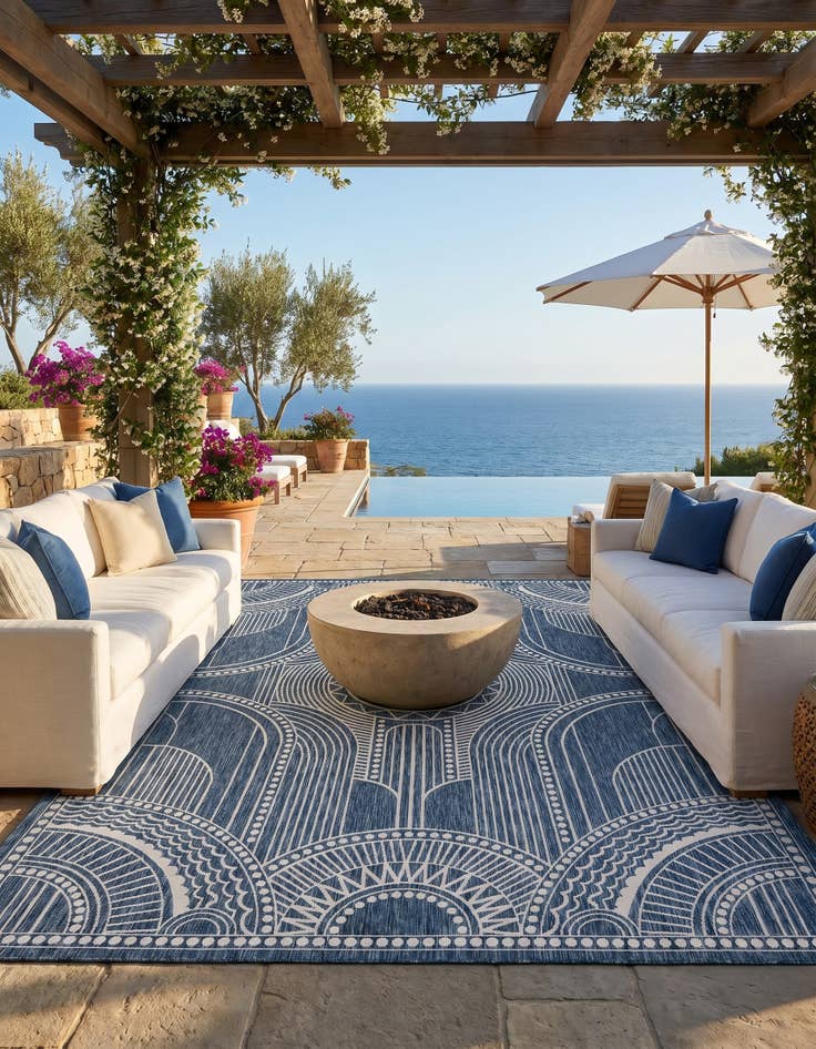 Detail image of 10' x 14' Easy-Clean Traditional Indoor / Outdoor Rug