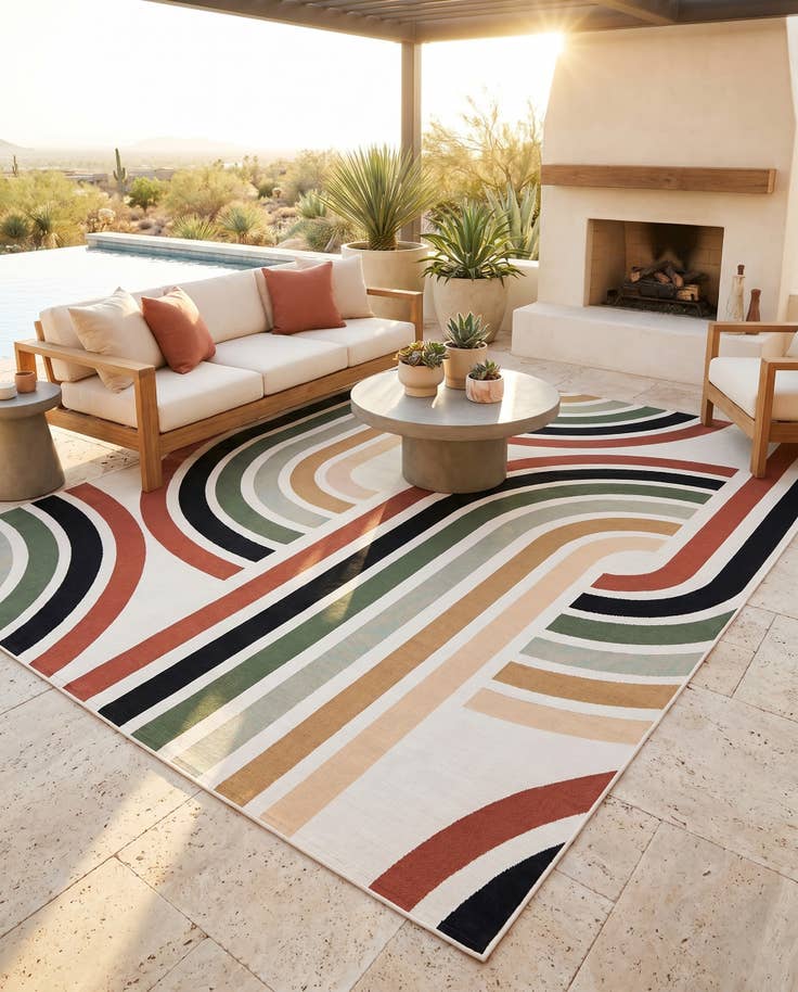 Detail image of 7' 10 x 10' Easy-Clean Modern Indoor / Outdoor Rug