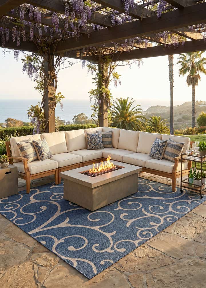 10' 8 x 10' 8 Easy-Clean Botanical Indoor / Outdoor Square Rug