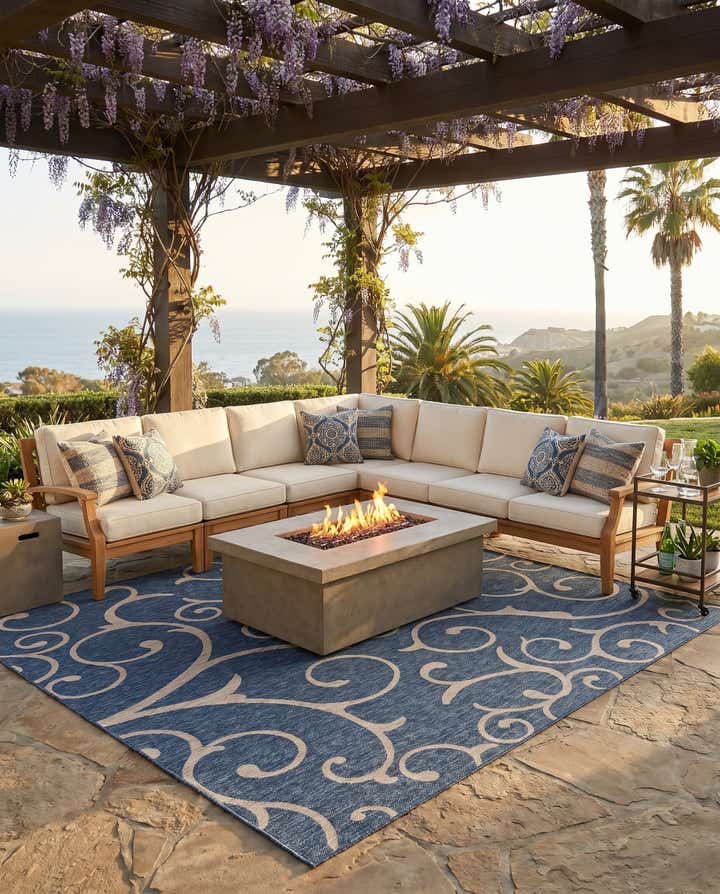 10' 8 x 10' 8 Easy-Clean Botanical Indoor / Outdoor Square Rug