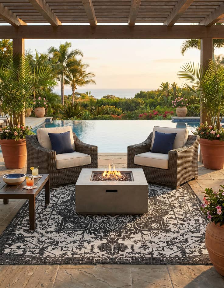 Detail image of 7' 10 x 7' 10 Easy-Clean Jill Zarin Dubai Indoor / Outdoor Square Rug