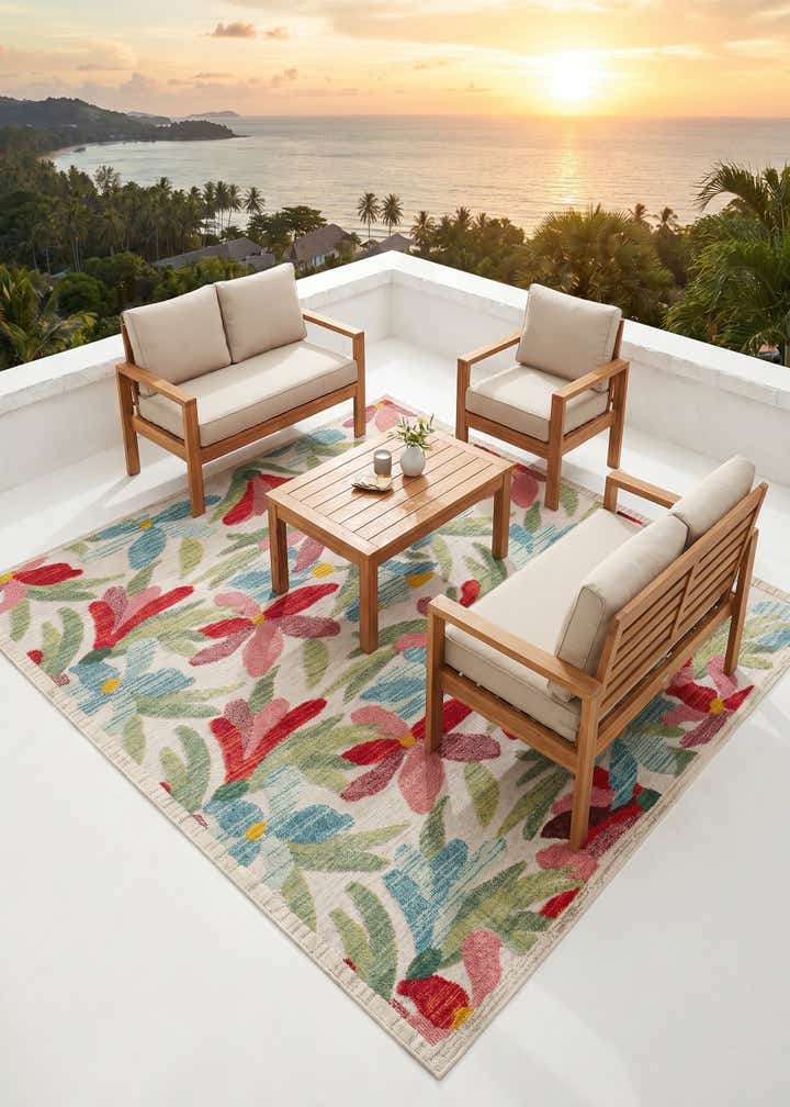 7' 10 x 7' 10 Easy-Clean Casablanca Indoor / Outdoor Square Rug