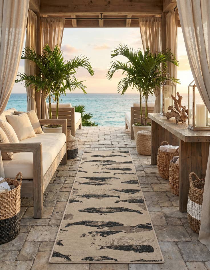 Detail image of 2' x 8' Easy-Clean Coastal Indoor / Outdoor Runner Rug