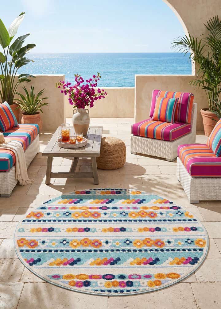 5' 3 x 5' 3 Easy-Clean Aruba Indoor / Outdoor Round Rug