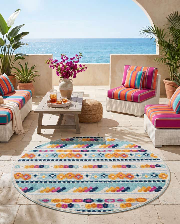 5' 3 x 5' 3 Easy-Clean Aruba Indoor / Outdoor Round Rug