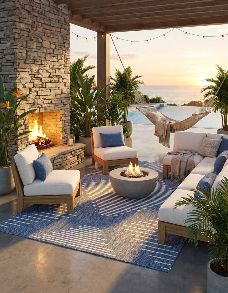 Detail image of 7' x 10' Easy-Clean Modern Indoor / Outdoor Rug