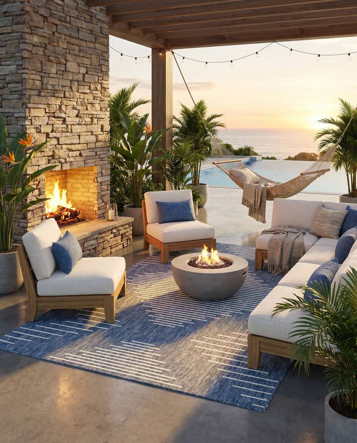 7' x 10' Easy-Clean Modern Indoor / Outdoor Rug