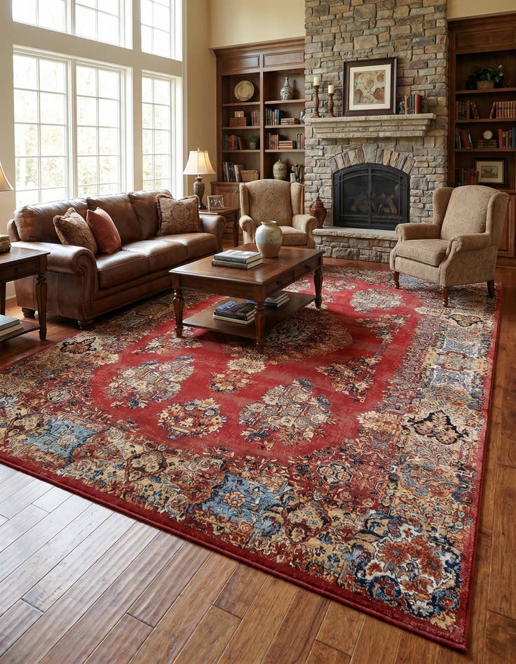Detail image of 9' x 12' Easy-Clean Traditional Indoor / Outdoor Rug