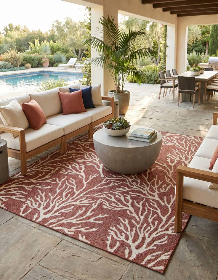 Detail image of 7' 10 x 10' Easy-Clean Coastal Indoor / Outdoor Rug